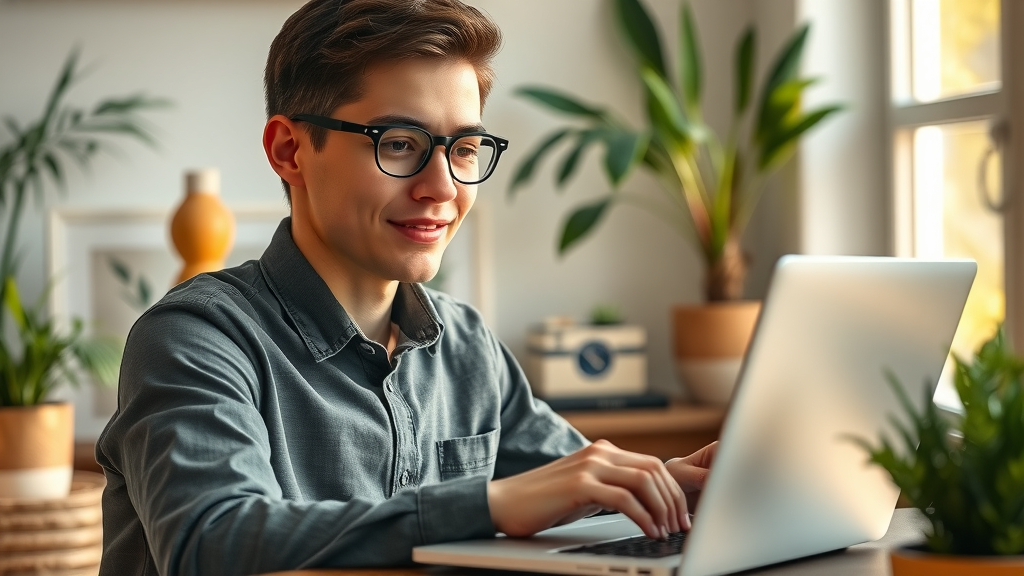 Young professional engages with email newsletter as content distribution channel