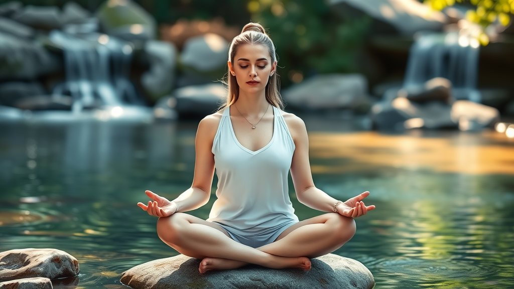 serene woman meditating mind body holistic medicine zen garden calm energy