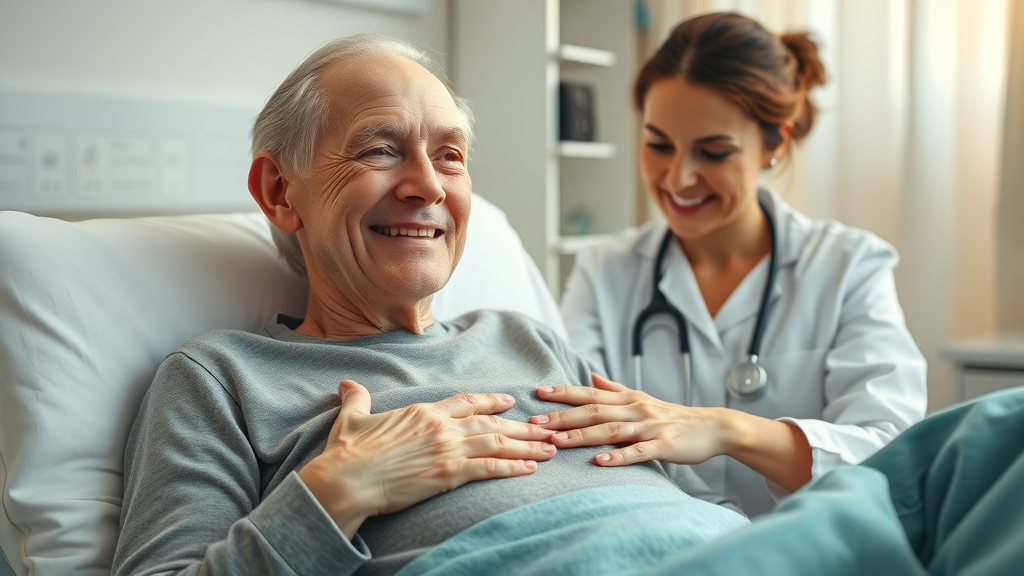 Hopeful cancer patient receiving acupuncture as complementary therapy in supportive hospital setting