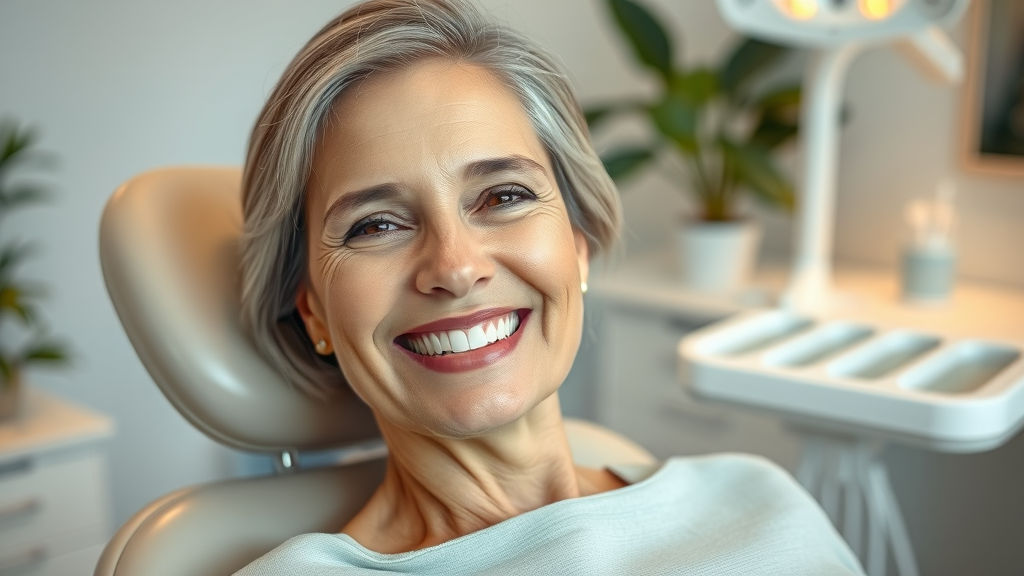 Confident woman enjoying exceptional cosmetic dentistry in a modern dental spa