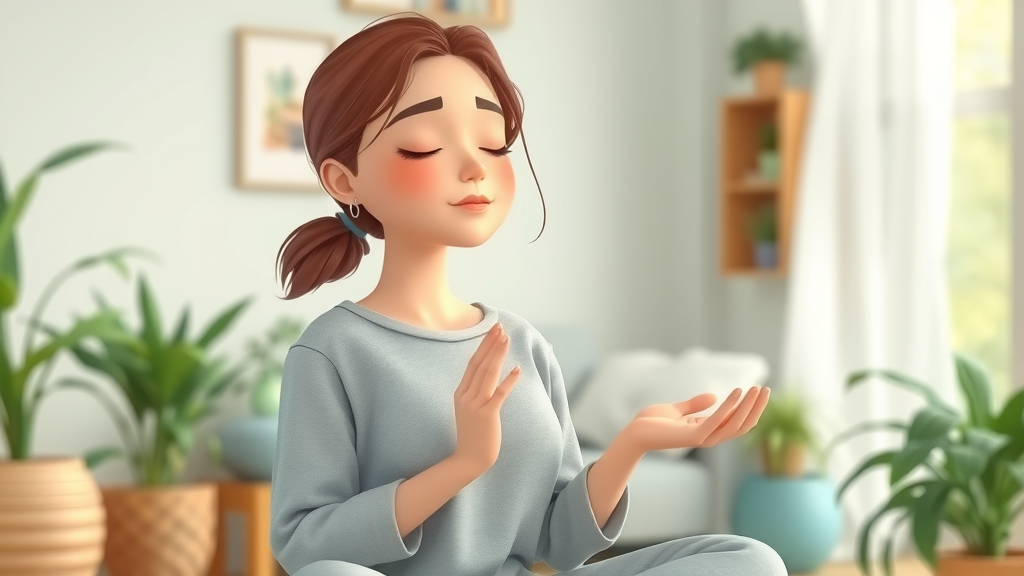 guided imagery, deep breathing exercise for mind-body therapy in a calm home setting