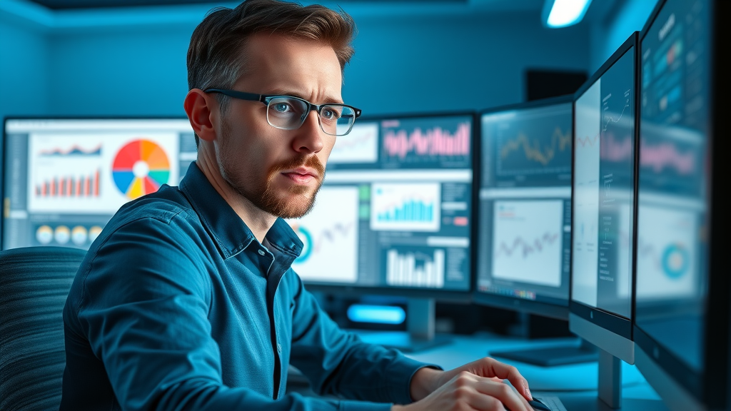 SEO specialist analyzing keyword research tools for organic search traffic growth