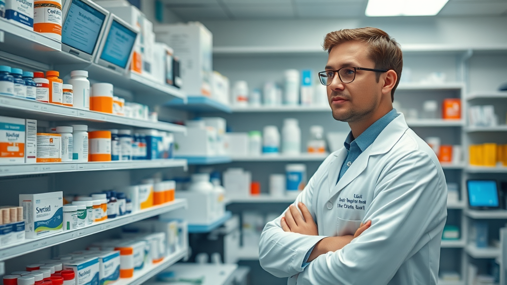 Diverse specialty medications with pharmacist in specialty pharmacy, specialty pharmacy medication management