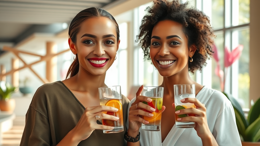 Diverse women enjoy wellness after IV hydration and beauty treatments