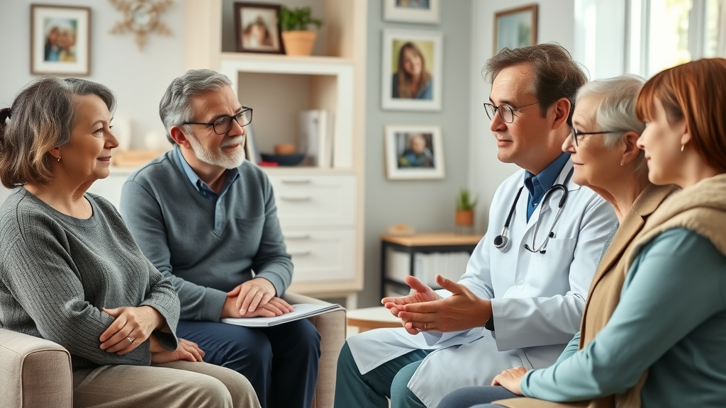Osteopathic doctor discussing whole-person care with a multi-generational family.